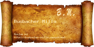 Busbacher Milla névjegykártya